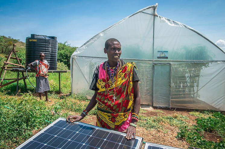 Solar powers a greenhouse in Leparua, Kenya