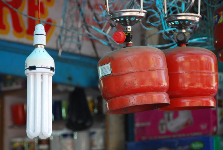 CFL bulb at a store in India