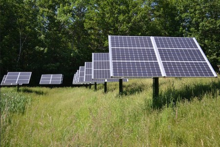 Solar panels in field