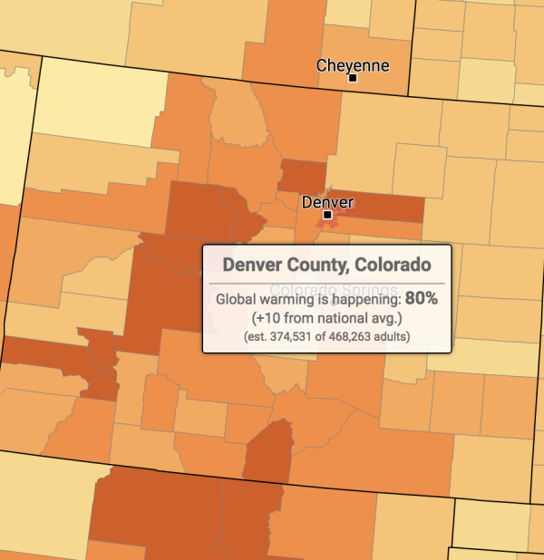 Climate attitudes in Colorado, courtesy the Yale Program on Climate Change Communication