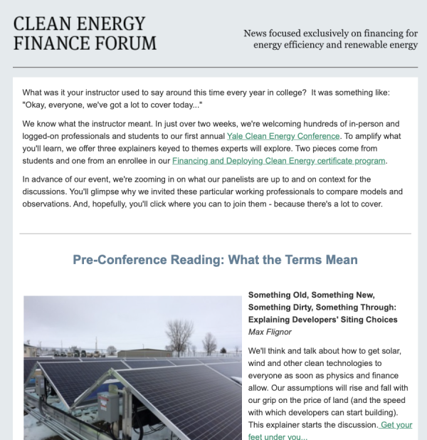 Come to the Clean Energy Conference!