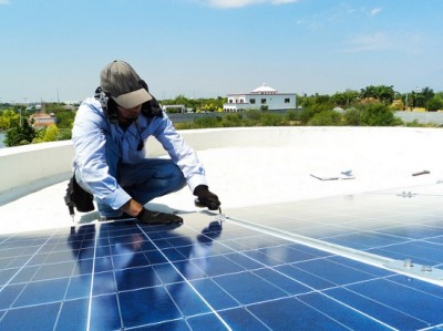 Solar installer at work