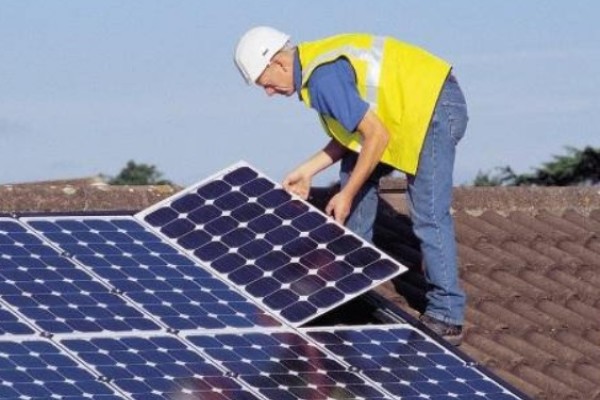 Solar panels being installed