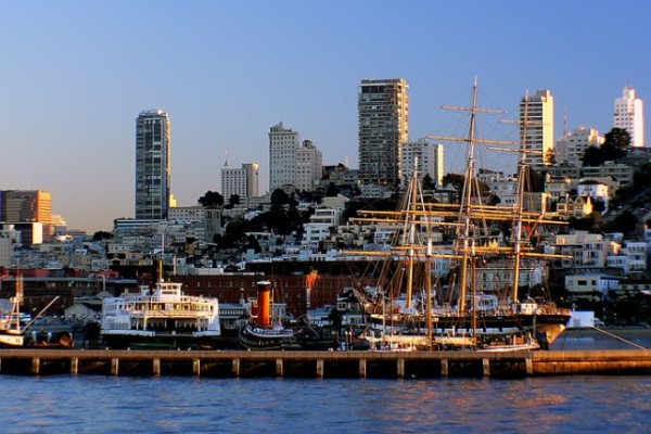 San Francisco shoreline with boats