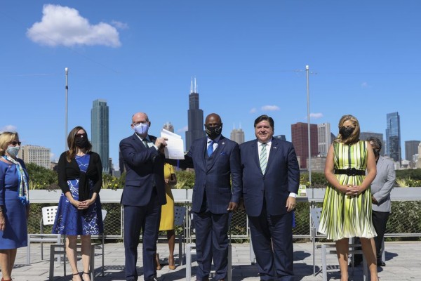 Signing the Climate and Equitable Jobs Act in Chicago